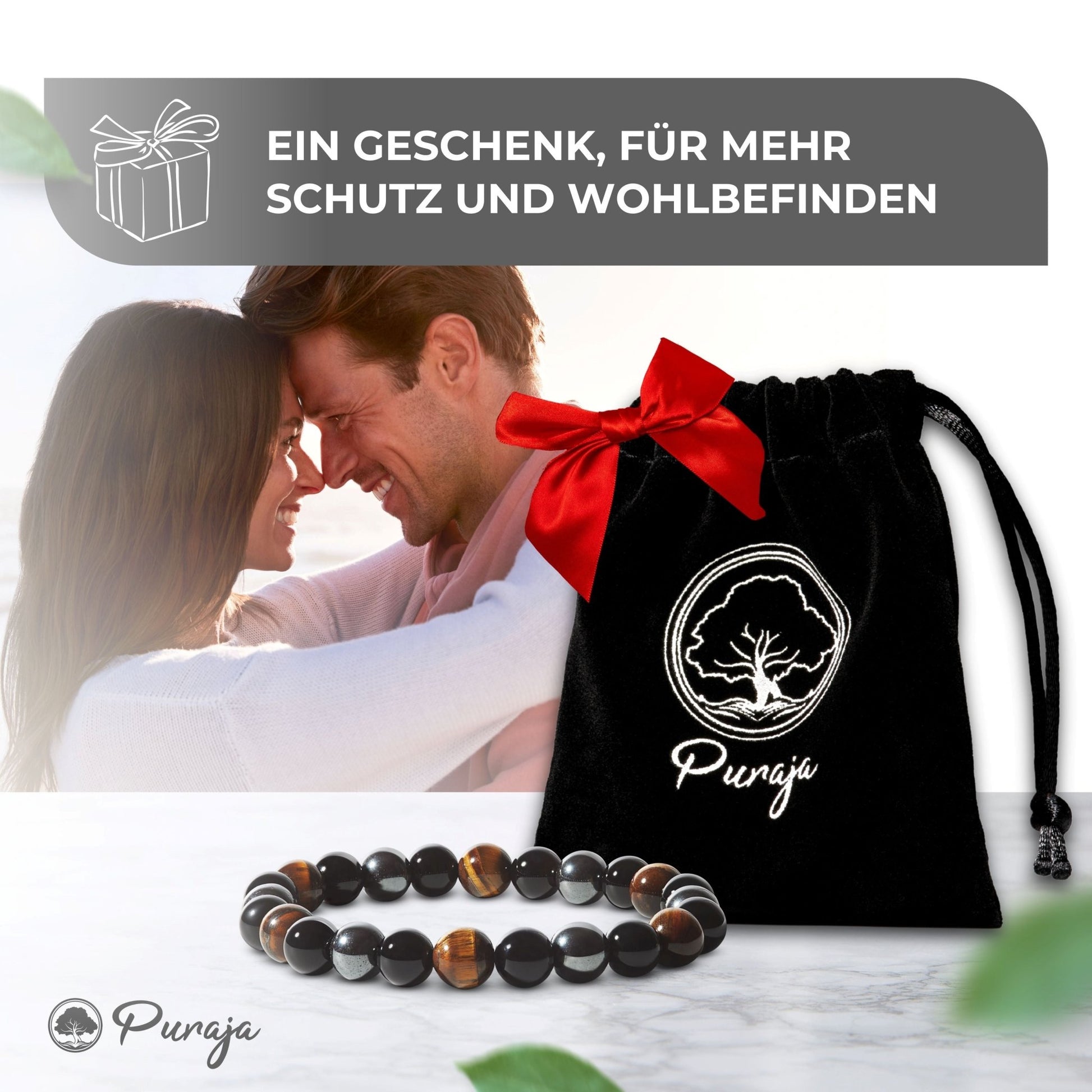 Schutz Armband: Turmalin, Tigerauge, Hämatit | Dreifach Schutz - LUMENNA