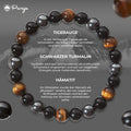 Schutz Armband: Turmalin, Tigerauge, Hämatit | Dreifach Schutz - LUMENNA